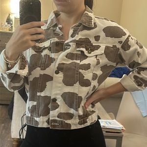 Cow Print Denim Jacket